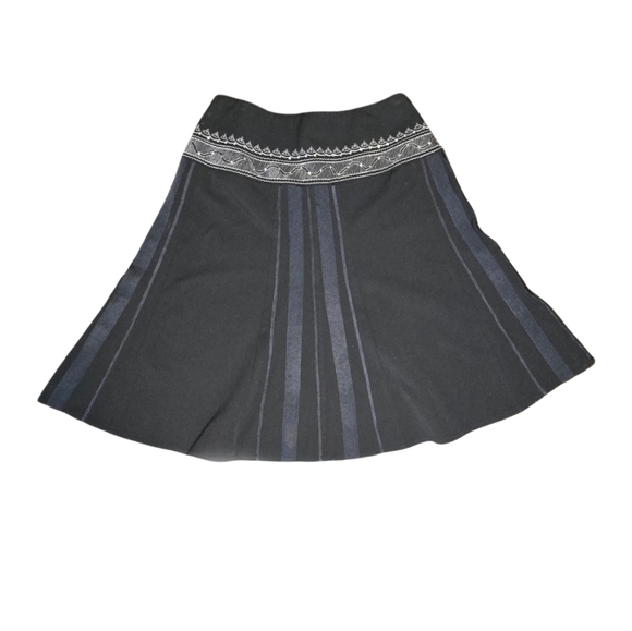 Bianca Nygard Corpcore Black Embroidered A-line Size 10 Midi Skirt Classic - Picture 3 of 7
